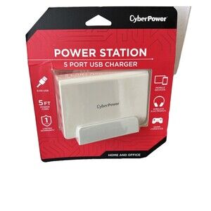 Cyberpower Power Station USB CHARGER 5 Ft Cord 5 Port White NEW